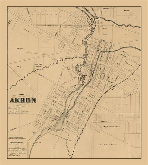 Akron OH Panoramic map, vintage map, vintage map art, vintage map decor