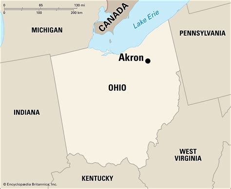 Akron location on the U.S. Map