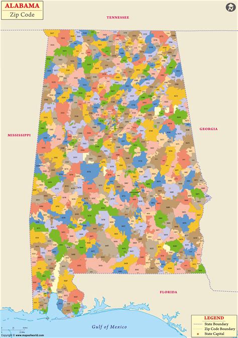 Mobile County, AL Zip Code Wall Map Red Line Style by MarketMAPS MapSales