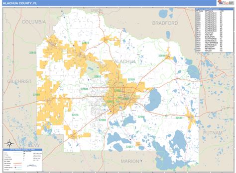 Alachua County FL Zip Code Map