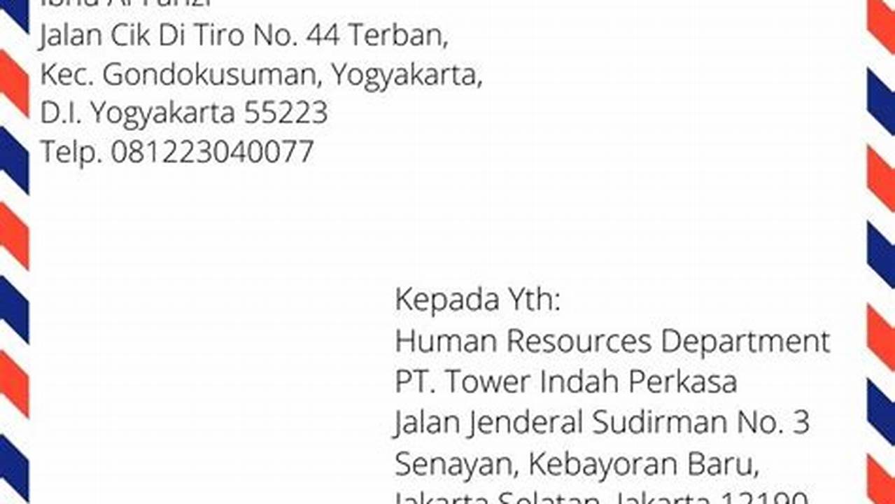 Alamat Perusahaan, Contoh Surat