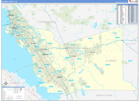 Alameda County, CA Zip Code Wall Map Basic Style by MarketMAPS MapSales