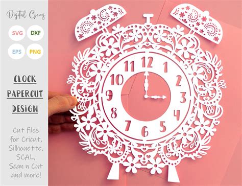 Download Alarm Clock Paper Cut Design DXF Files