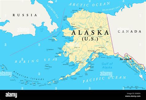 Ilustración de Mapa Administrativo Y Político De Alaska y más Vectores