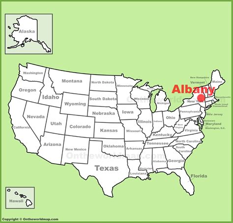 Albany location on the U.S. Map