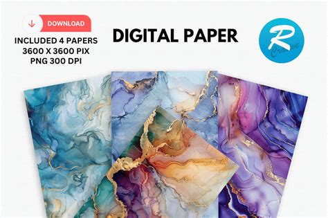 Download Alcohol Ink Digital Papers Printable