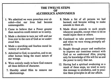Alcoholics Anonymous 12 Steps Worksheets
