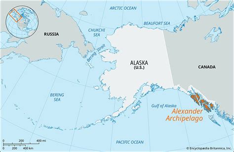 Map of the southern region of the Alexander Archipelago in southeast