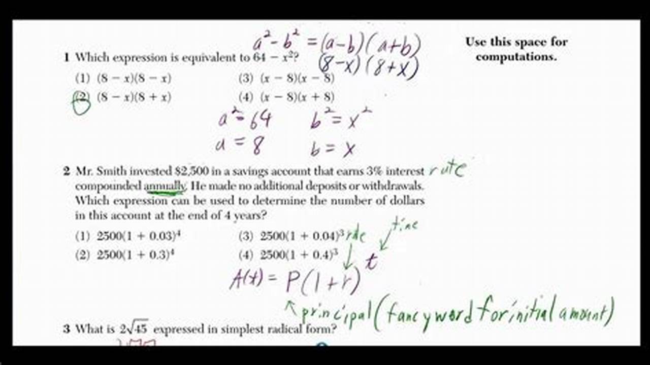 Algebra 1 Regents January 2024