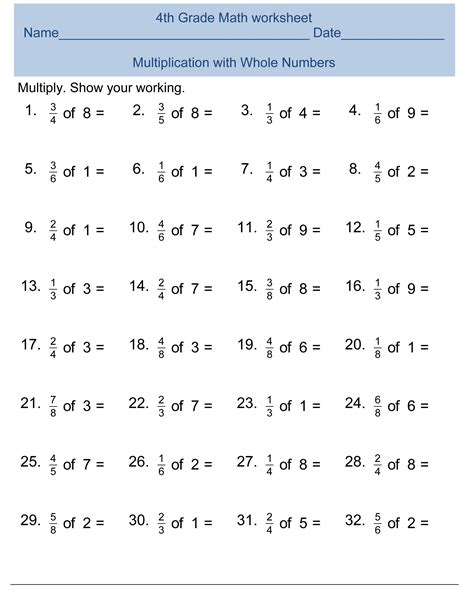 Algebra 4th Grade Worksheets