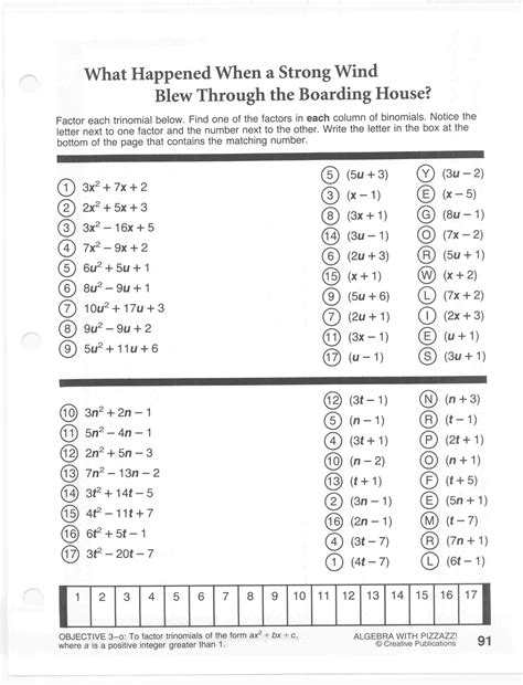 Understanding Algebra With Pizzazz Worksheet Answers Page 161