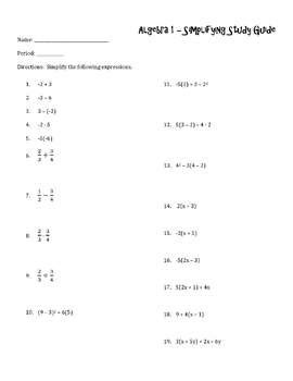 Algebra 1 Unit 1 - Introduction to Class and Pre-Algebra Review Bundle