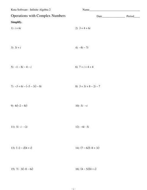 Algebra 2 Operations With Complex Numbers Worksheet Answers in 2020