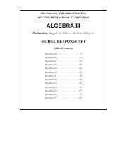 Algebra II Model Response Set