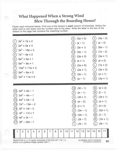 Algebra With Pizzazz Worksheet Answers Page 161 Algebra Worksheets