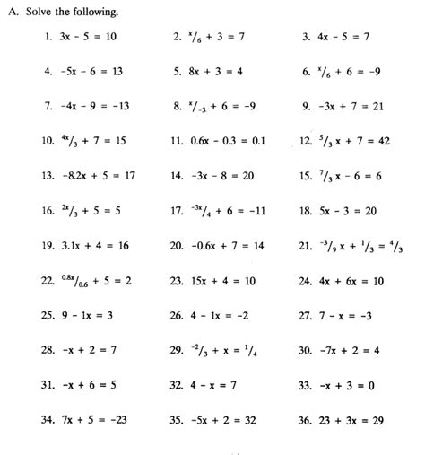 Algebra Worksheets Grade 8
