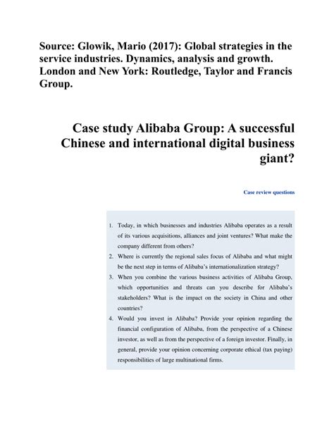 Alibaba Case Study Questions And Answers