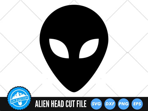 Unleash intergalactic creativity with the mesmerizing Alien Head SVG!