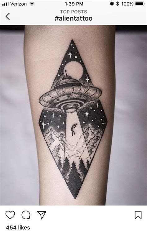 Alien Spaceship Tattoo