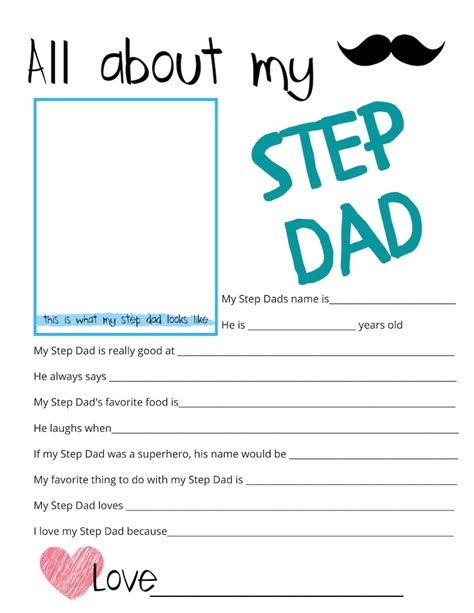 All About My Step Dad Printable