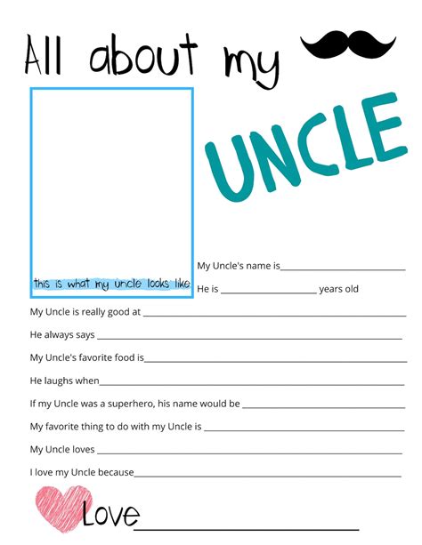 All About My Uncle Free Printable
