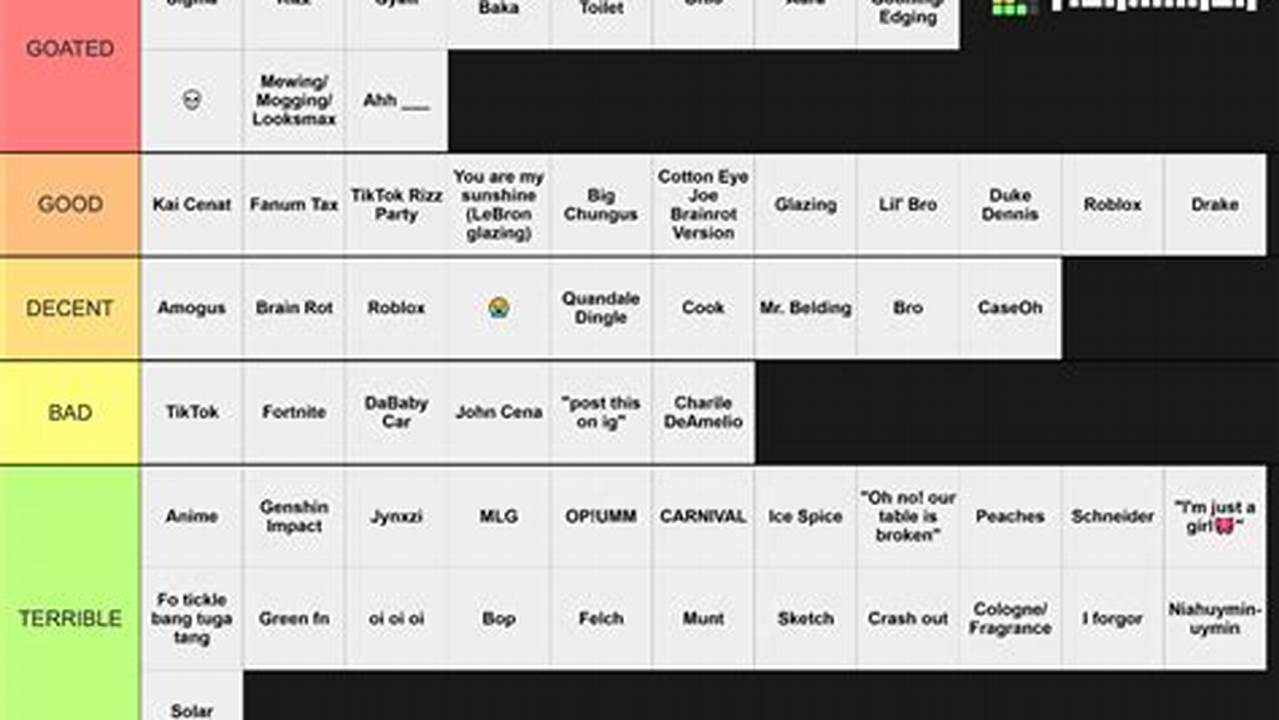 All Brain Rot Words 2025