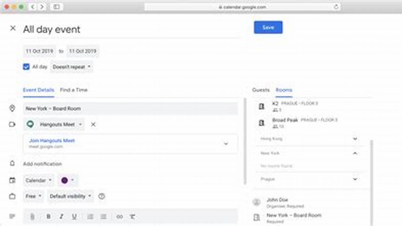 All Day Event Google Calendar