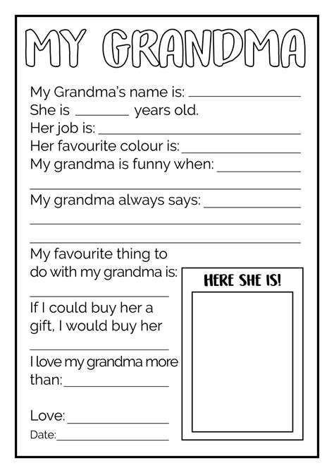 All About Grandma Free Printable