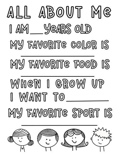 All About Me Color Pages