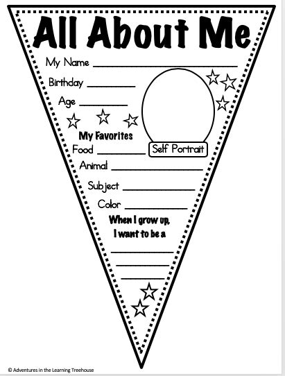 All About Me Pennant Free Printable