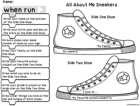 All About Me Sneaker Template