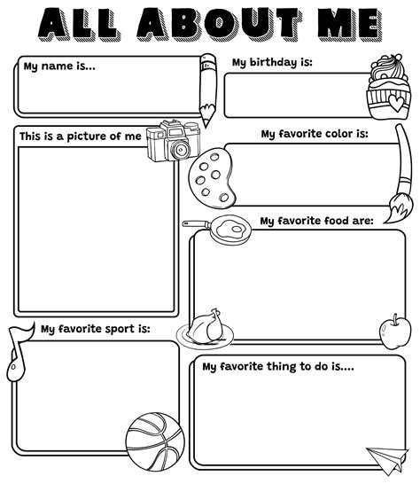 All About Me Worksheet Examples
