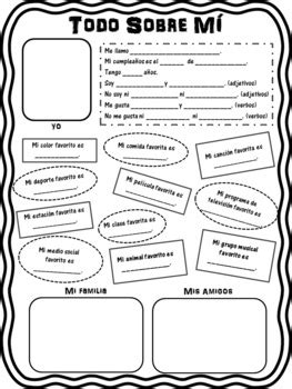 All About Me Worksheet In Spanish