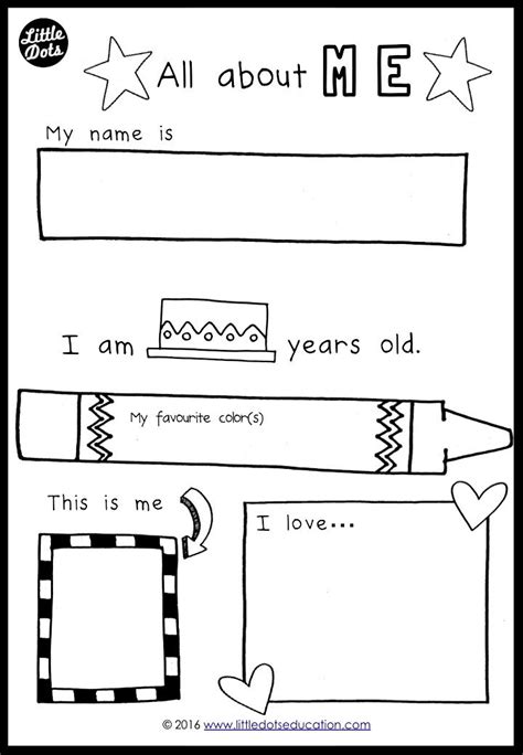 All About Me Worksheet Pre K
