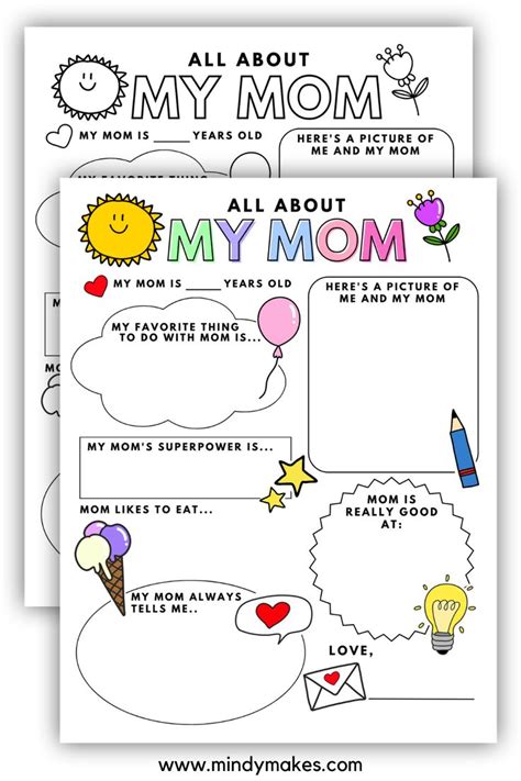 All About My Mom Printable For Pre K