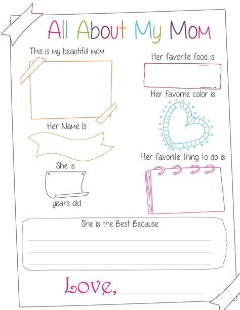 All About My Mom Printable Free