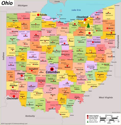 Ohio Maps With Cities And Counties Washington Map State