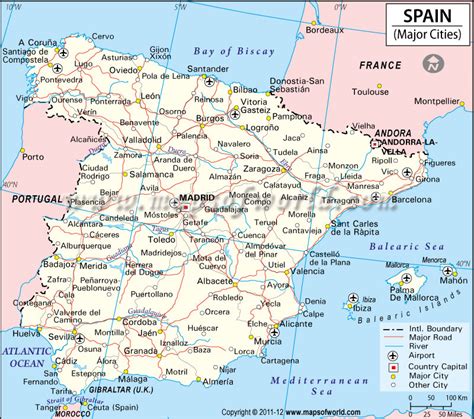 Map of Spain Guide of the World