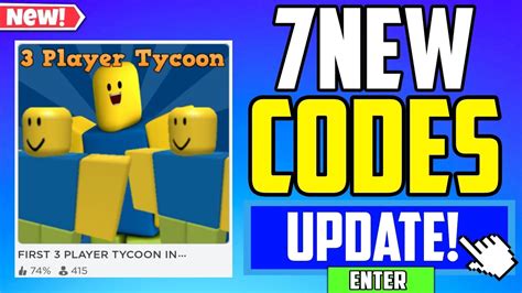 All First 3 Player Tycoon in Roblox Codes (June 2023)