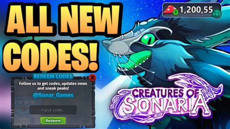 All New Creatures of Sonaria Codes