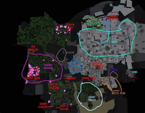All map locations in Demonfall - Roblox