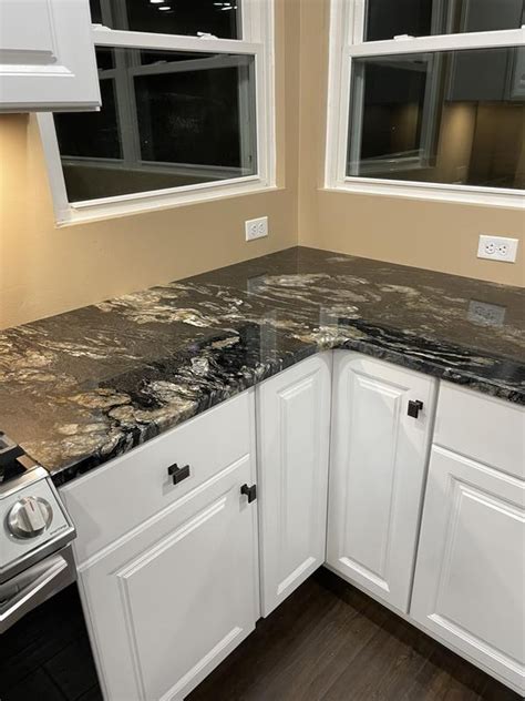 Transform Your Home into a Celestial Haven with Allen + Roth Galactic Storm Granite Kitchen Countertop