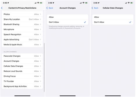 Allow Changes Restrictions