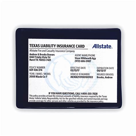 Allstate Insurance Card Template
