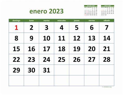 Almanaque De Enero 2023 Calendario enero 2023 en Word, Excel y PDF - Calendarpedia