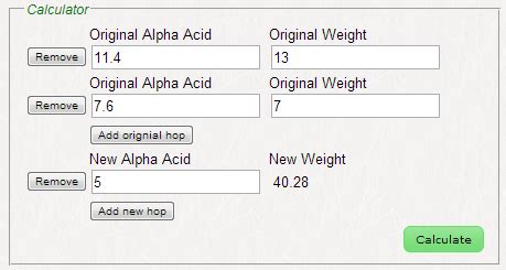 Alpha Acid Calculator