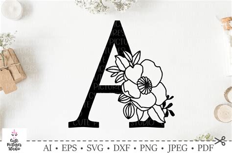 Download Alphabet Monogram Floral Cricut SVG DXF Files