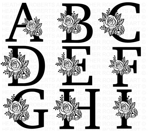 Download Alphabet Monogram Floral Cut Files