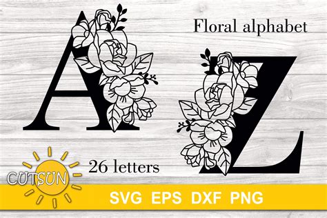 Download Alphabet Monogram Floral Cut Images