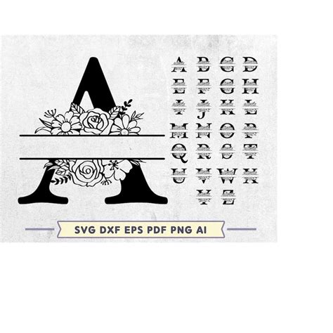 Download Alphabet Monogram Floral Files DXF Files